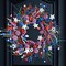 22-inch July 4th Patriotic Wreath Independence Day Front Door Wreath Handcrafted red White Blue Star Candy Spiral Decoration Memorial Day Indoor Outdoor Decoration